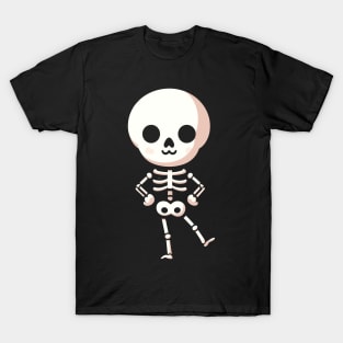Cute Halloween Skeleton in a Dancing Pose | Halloween Design for Skeleton Lovers T-Shirt